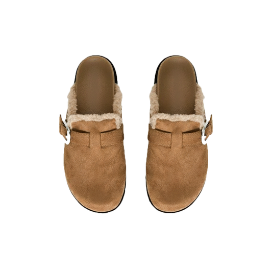 Raxton Faux Suede Clogs Brown