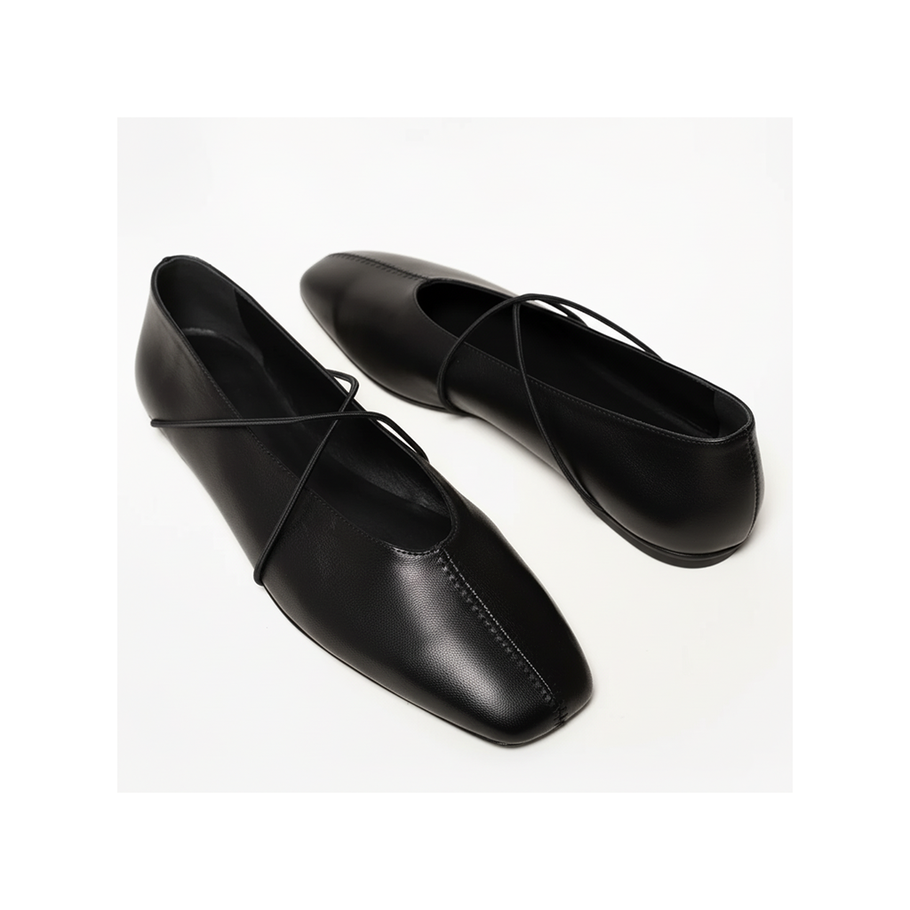 Square Toe PU Leather Flats with Bow Soft Slip-On Comfort Shoes for Office Work Everyday Wear – Lightweight Elegant Design for Modern Lifestyle