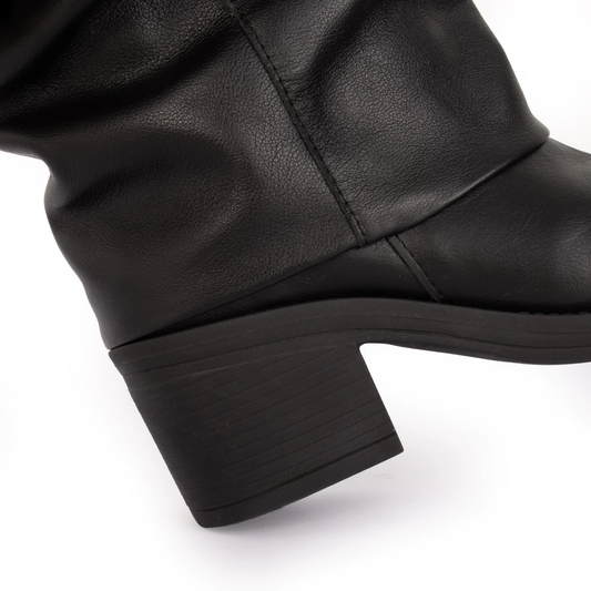 Women Knee High Riding Boots – Stylish Buckle Strap Tall Boots, Soft Faux Leather Slouchy Design, Side Zip for Easy On & Off, Comfortable Non-Slip Sole, Perfect Fall Winter Shoes