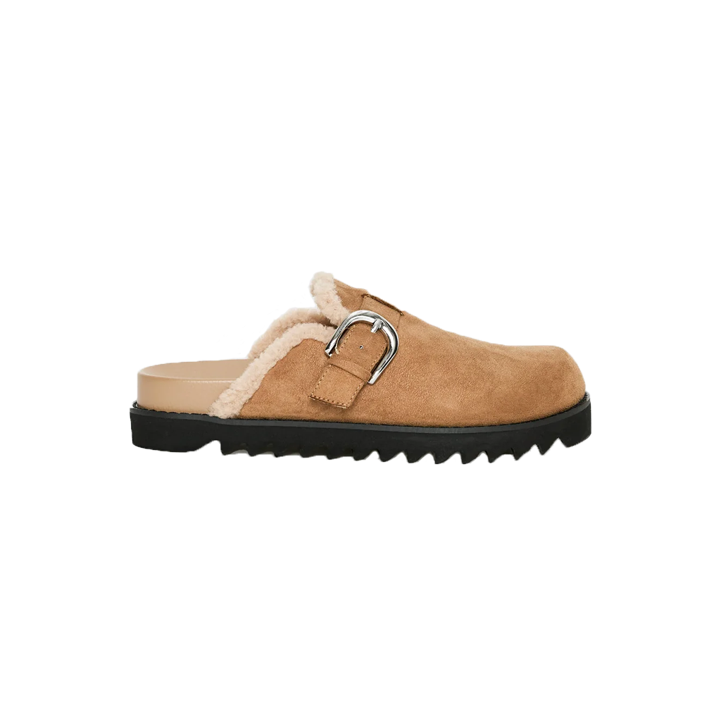 Raxton Faux Suede Clogs Brown