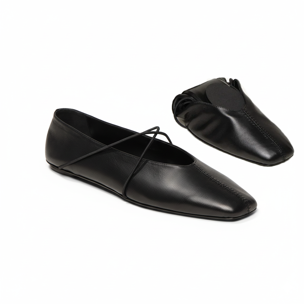 Square Toe PU Leather Flats with Bow Soft Slip-On Comfort Shoes for Office Work Everyday Wear – Lightweight Elegant Design for Modern Lifestyle