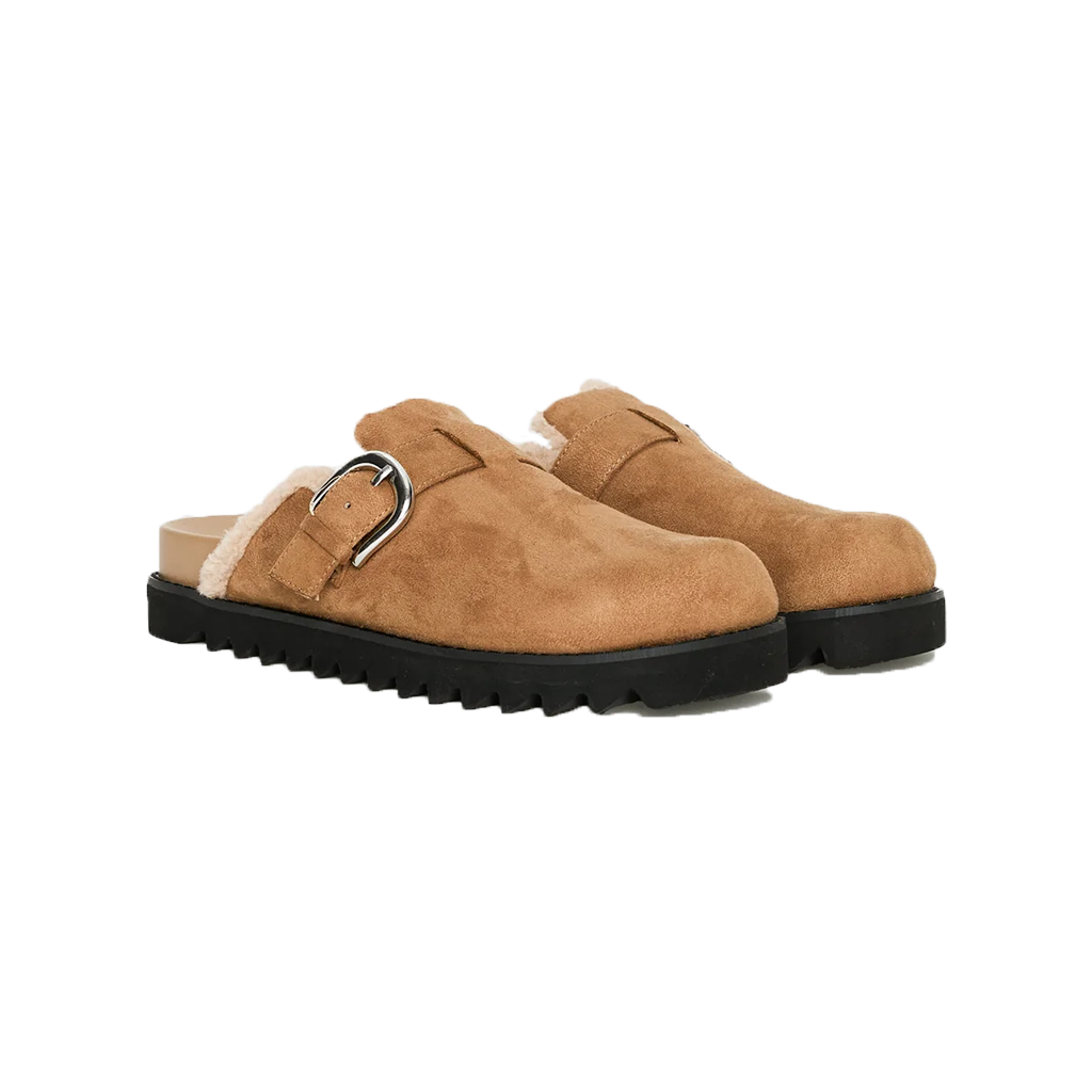 Raxton Faux Suede Clogs Brown