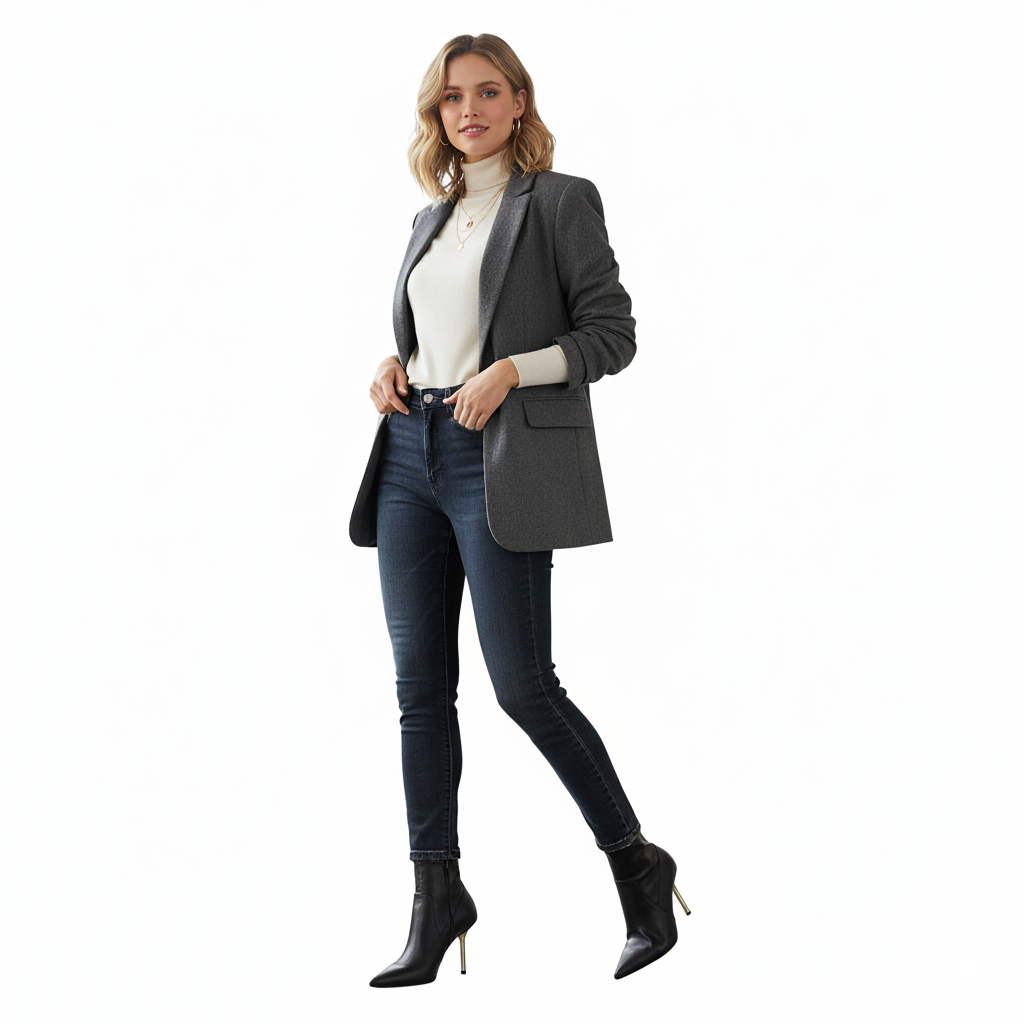 PU Leather Pointed Toe Boots with Stiletto Heel, Minimalist Zip Ankle Booties, Classic Black Dress Boots for Office, Casual, and Night Out Styles