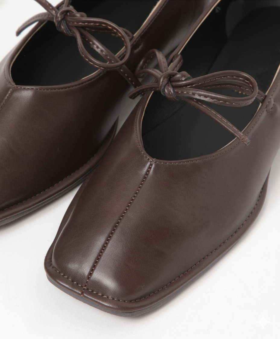 Square Toe PU Leather Flats with Bow Soft Slip-On Comfort Shoes for Office Work Everyday Wear – Lightweight Elegant Design for Modern Lifestyle